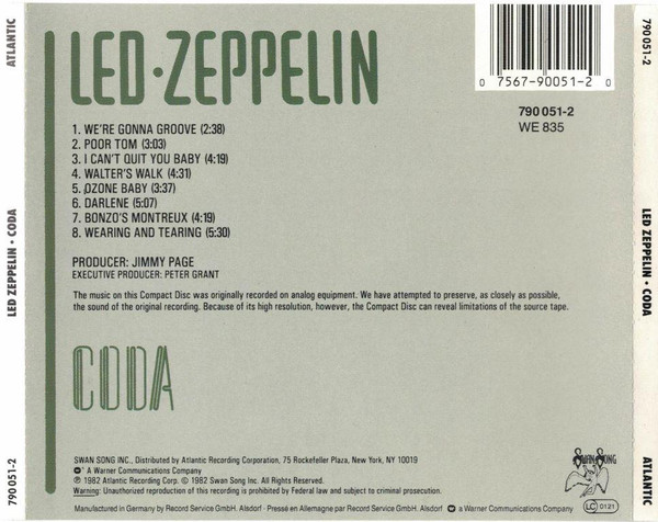 Led Zeppelin - Coda | Atlantic (790 051-2) - 2