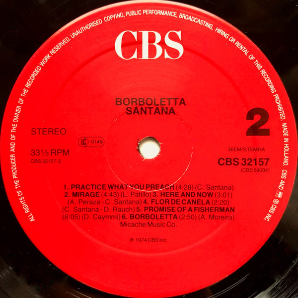 Santana - Borboletta | CBS (CBS 32157) - 4