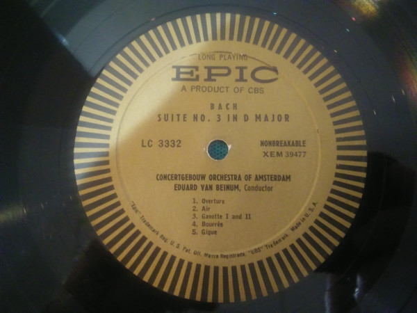 Eduard van Beinum , Johann Sebastian Bach - Suite No. 3 In D Major, Suite No. 4 In D Major | Epic (LC 3332) - 3