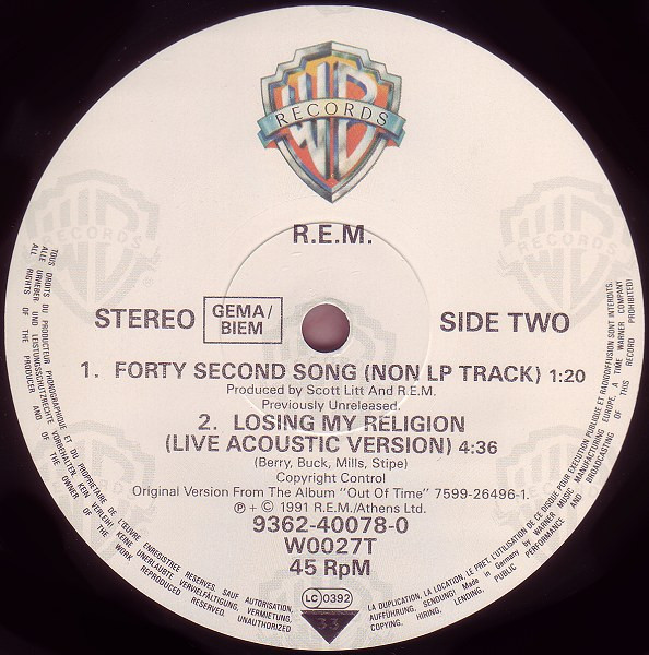 R.E.M. - Shiny Happy People | Warner Bros. Records (9362-40078-0) - 4