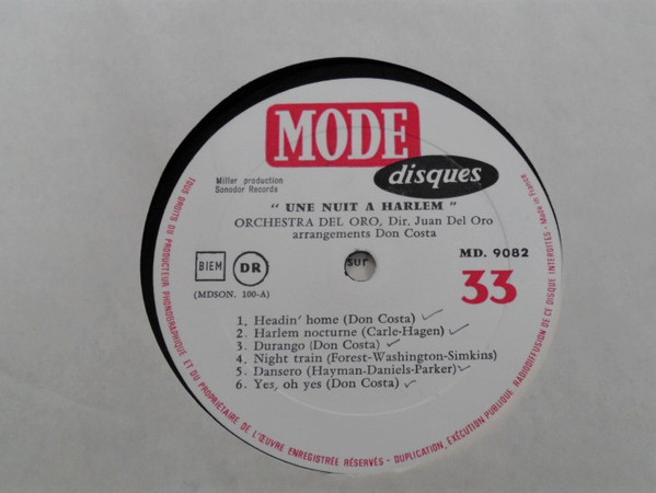 Orchestra Del Oro - Une Nuit à Harlem | Mode Disques (MD 9082) - 3 Orchestra Del Oro - Une Nuit à Harlem | Mode Disques (MD 9082) - 3