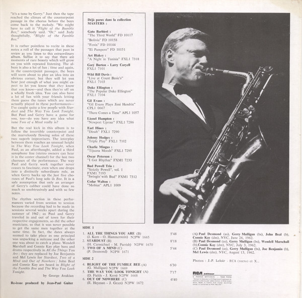 Paul Desmond / Gerry Mulligan - Two Of A Mind | RCA (FXL1 7311) - 2