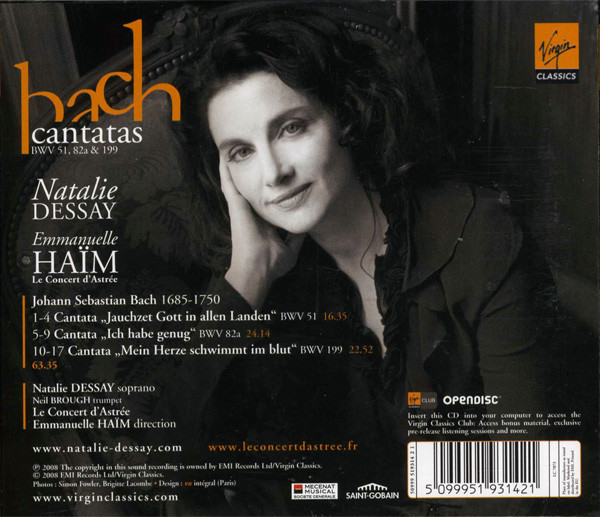 Natalie Dessay , Emmanuelle Haïm , Le Concert D'Astrée - Johann Sebastian Bach - Cantatas BWV 51, 82a & 199 | Virgin Classics (50999 519314 2 1) - 2 Natalie Dessay , Emmanuelle Haïm , Le Concert D'Astrée - Johann Sebastian Bach - Cantatas BWV 51, 82a & 199 | Virgin Classics (50999 519314 2 1) - 2
