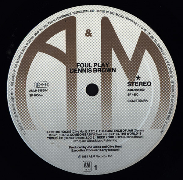 Dennis Brown - Foul Play | A&M Records (AMLH 64850) - 3 Dennis Brown - Foul Play | A&M Records (AMLH 64850) - 3