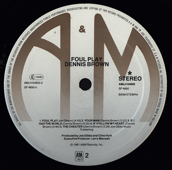 Dennis Brown - Foul Play | A&M Records (AMLH 64850) - 4 Dennis Brown - Foul Play | A&M Records (AMLH 64850) - 4