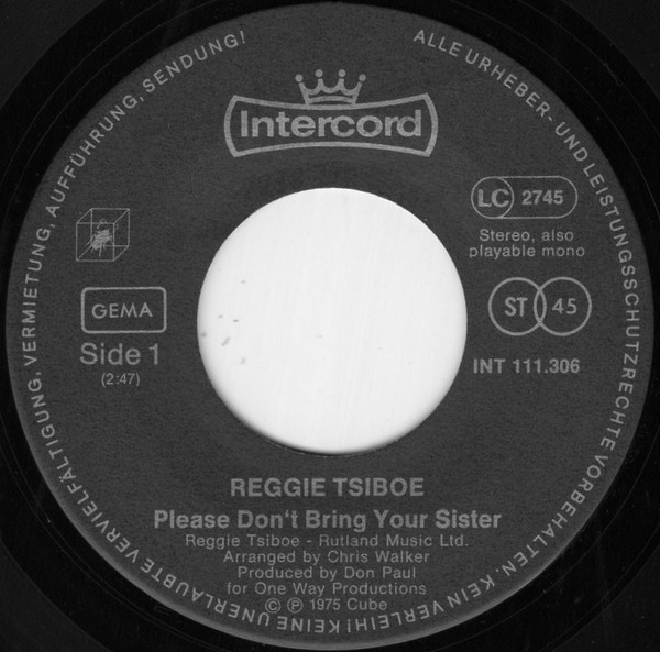 Reggie Tsiboe - Please Don't Bring Your Sister | Intercord (INT 111.306) - 3