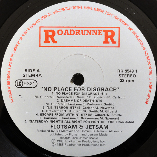 Flotsam And Jetsam - No Place For Disgrace | Roadrunner Records (RR 9549 1) - 3