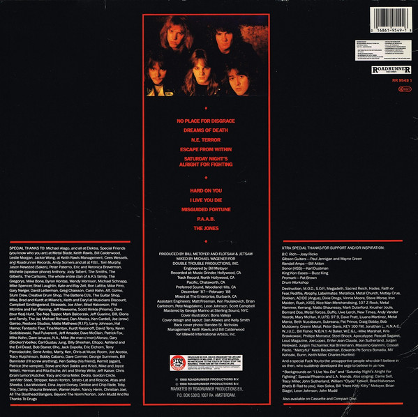 Flotsam And Jetsam - No Place For Disgrace | Roadrunner Records (RR 9549 1) - 2