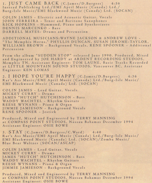 Colin James - Then Again... | Virgin Music Canada (7243 8 40179 2 7) - 4