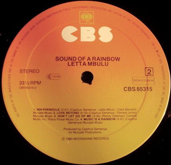 Letta Mbulu - Sound Of A Rainbow | CBS (CBS 85315) - 4 Letta Mbulu - Sound Of A Rainbow | CBS (CBS 85315) - 4