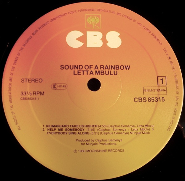 Letta Mbulu - Sound Of A Rainbow | CBS (CBS 85315) - 3 Letta Mbulu - Sound Of A Rainbow | CBS (CBS 85315) - 3