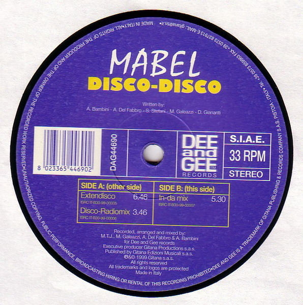 Mabel - Disco Disco | Dee And Gee Records (DAG 44690) - main Mabel - Disco Disco | Dee And Gee Records (DAG 44690) - main