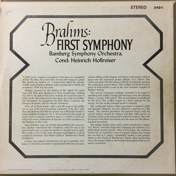Johannes Brahms , Bamberger Symphoniker - Brahms: First Symphony | Everest (SDBR 3101) - 2 Johannes Brahms , Bamberger Symphoniker - Brahms: First Symphony | Everest (SDBR 3101) - 2