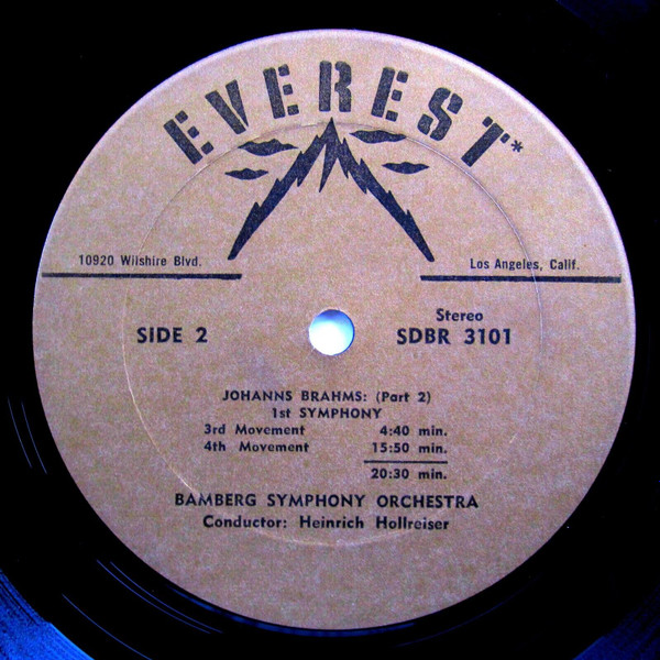 Johannes Brahms , Bamberger Symphoniker - Brahms: First Symphony | Everest (SDBR 3101) - 4 Johannes Brahms , Bamberger Symphoniker - Brahms: First Symphony | Everest (SDBR 3101) - 4