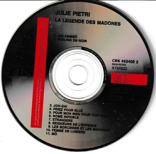 Julie Pietri - La Légende Des Madones | CBS (CBS 463408 2) - 3