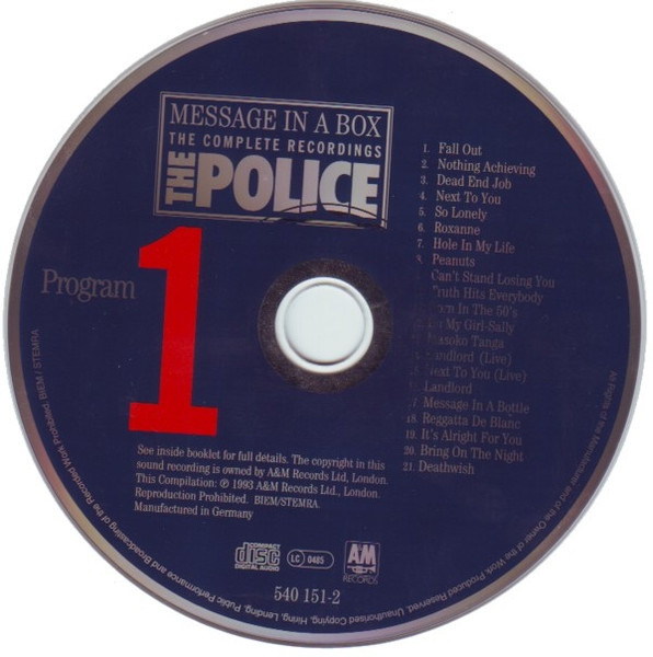 The Police - Message In A Box (The Complete Recordings) 1xCD Boxset | A&M Records (540 150-2) - 3