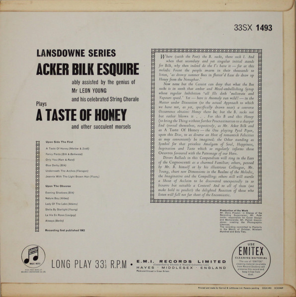 Acker Bilk - A Taste of Honey | Columbia (33SX 1493) - 2 Acker Bilk - A Taste of Honey | Columbia (33SX 1493) - 2