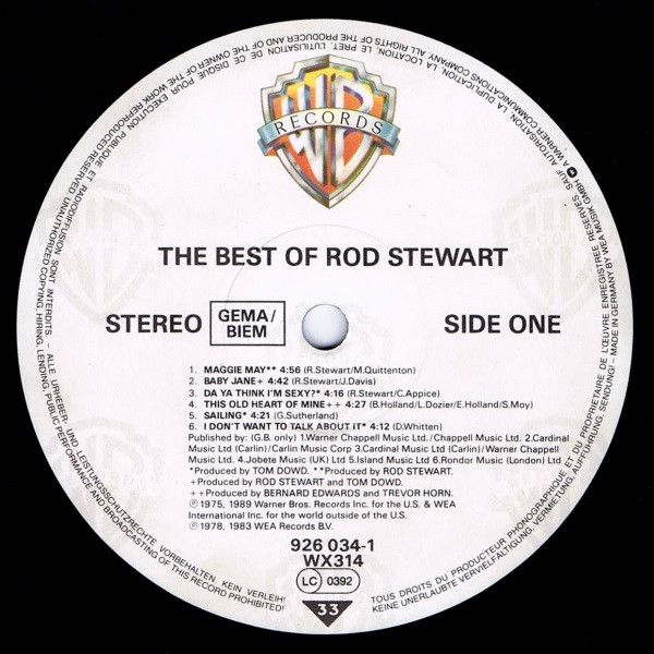 Rod Stewart - The Best Of Rod Stewart | Warner Bros. Records (926 034-1) - 3