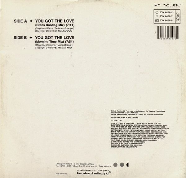 The Source Featuring Candi Staton - You Got The Love (Erens Bootleg Mix) | ZYX Records (ZYX 6468-12) - 2