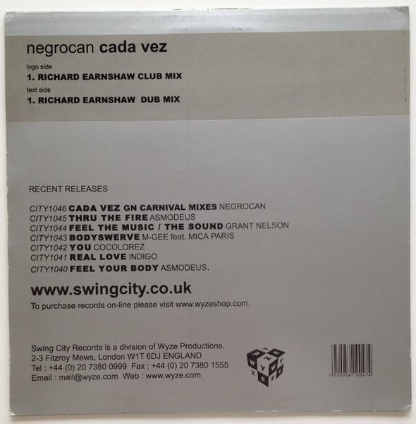 Negrocan - Cada Vez (Richard Earnshaw Mixes) | Swing City Records (CITY 1047) - 2 Negrocan - Cada Vez (Richard Earnshaw Mixes) | Swing City Records (CITY 1047) - 2
