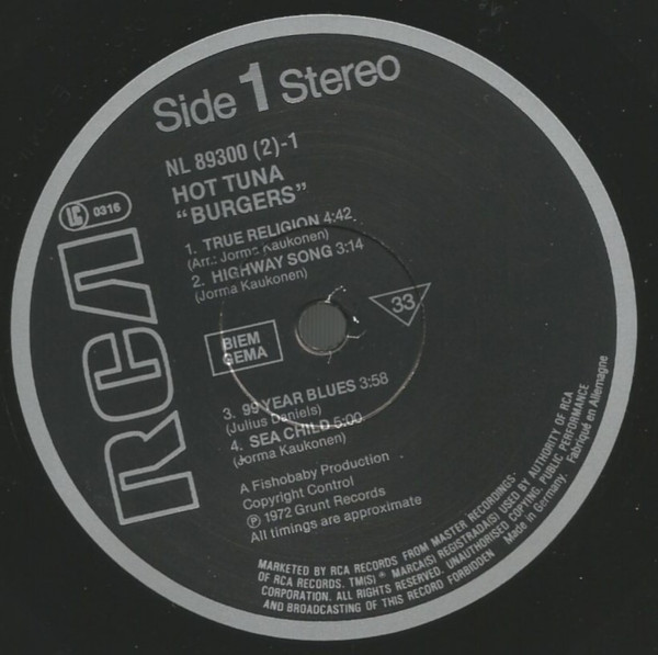 Hot Tuna - Burgers / Hesitation Blues | RCA (NL 89300 (2)) - 3 Hot Tuna - Burgers / Hesitation Blues | RCA (NL 89300 (2)) - 3