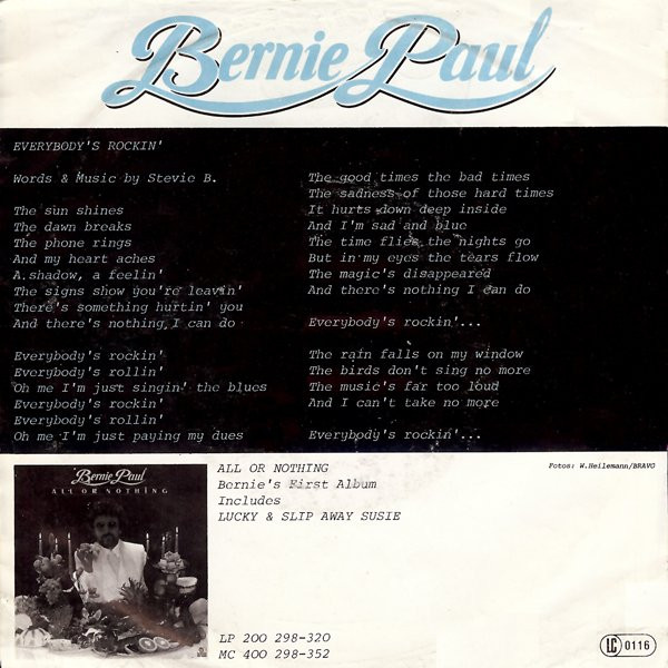 Bernie Paul - Everybody's Rockin' | Ariola (100 632) - 2
