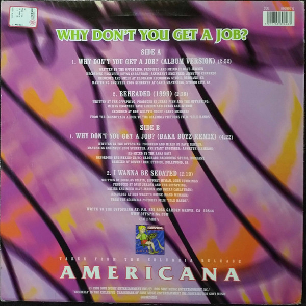 The Offspring - Why Don't You Get A Job? | Columbia (COL 666962 6)