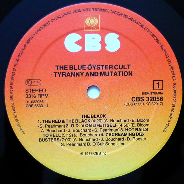 Blue Öyster Cult - Tyranny And Mutation | CBS (32056) - 3