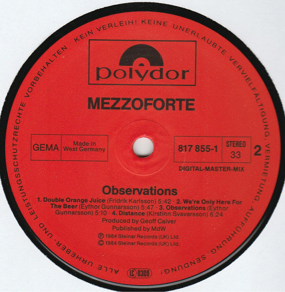 Mezzoforte - Observations | Polydor (817 855-1) - 4 Mezzoforte - Observations | Polydor (817 855-1) - 4