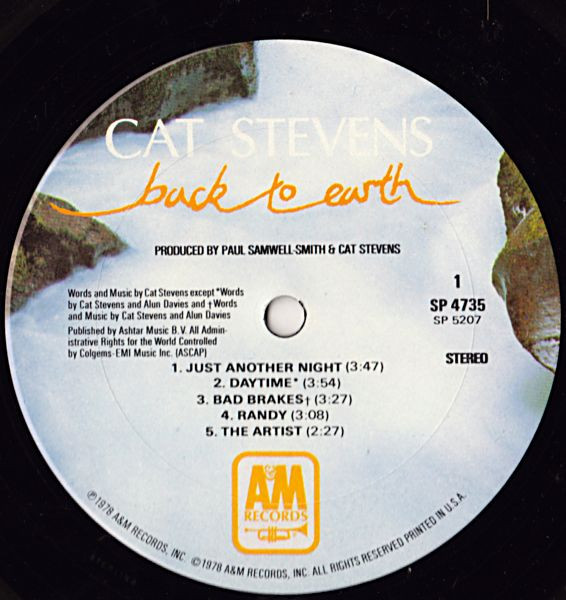 Cat Stevens - Back To Earth | A&M Records (SP-4735) - 4