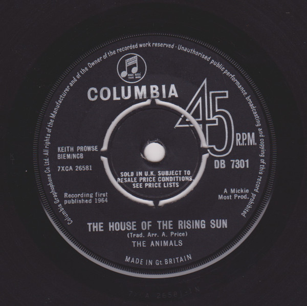 The Animals - The House Of The Rising Sun | Columbia (DB 7301)
