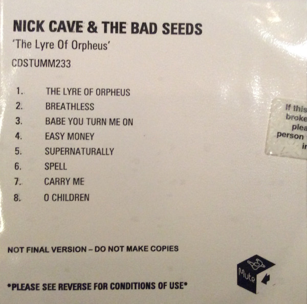Nick Cave & The Bad Seeds - The Lyre Of Orpheus | Mute (CDStumm233)
