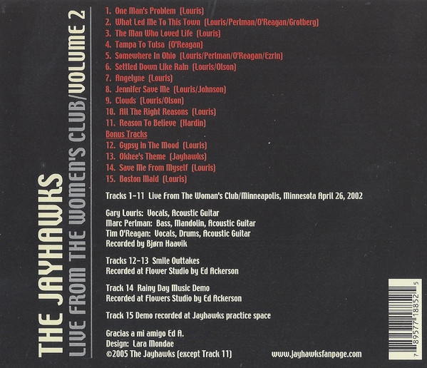 The Jayhawks - Live From The Women's Club Volume 2 CD | Not On Label (The Jayhawks Self-Released) (none) - 2 The Jayhawks - Live From The Women's Club Volume 2 CD | Not On Label (The Jayhawks Self-Released) (none) - 2
