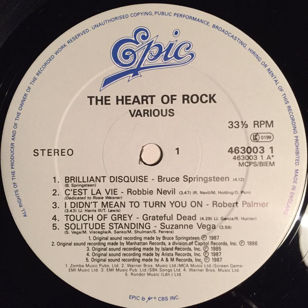 Various - The Heart Of Rock | CBS (CBS 463114 1) - 3 Various - The Heart Of Rock | CBS (CBS 463114 1) - 3