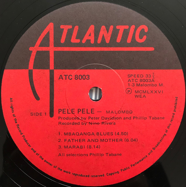 Malombo - Pele Pele | Atlantic (ATC 8003) - 3