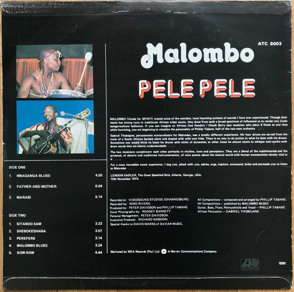 Malombo - Pele Pele | Atlantic (ATC 8003) - 2