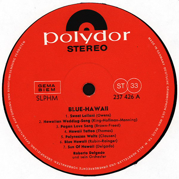 Roberto Delgado & His Orchestra - Blue Hawaii [Vinyl] | Polydor (237 426) - 3