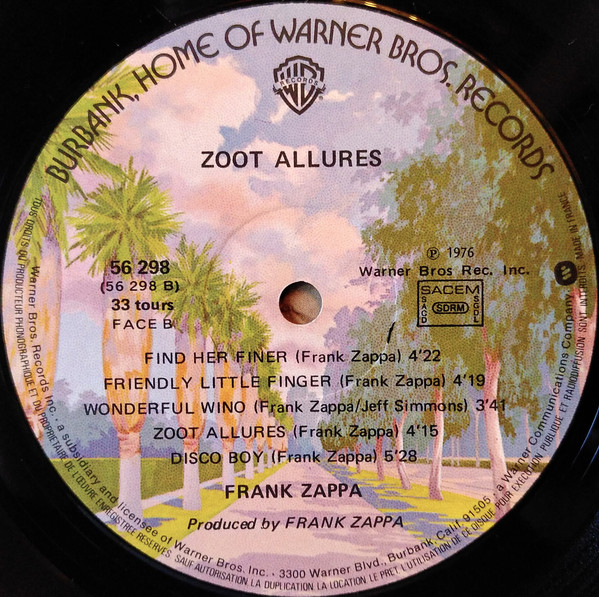 Frank Zappa - Zoot Allures | Warner Bros. Records (56 298) - 4 Frank Zappa - Zoot Allures | Warner Bros. Records (56 298) - 4