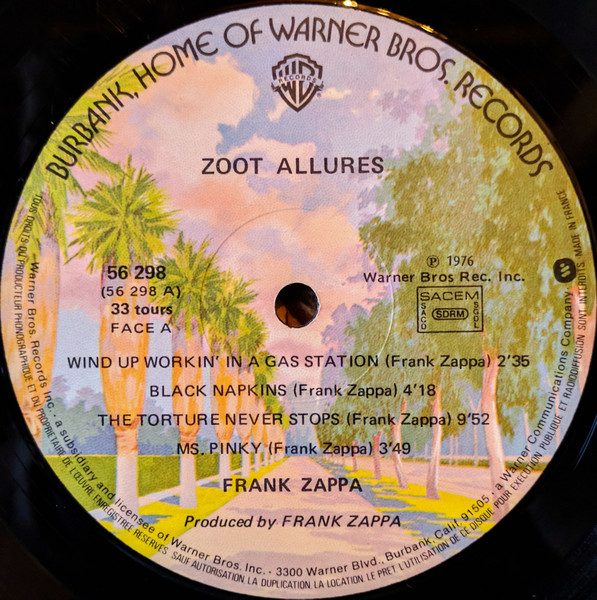 Frank Zappa - Zoot Allures | Warner Bros. Records (56 298) - 3 Frank Zappa - Zoot Allures | Warner Bros. Records (56 298) - 3