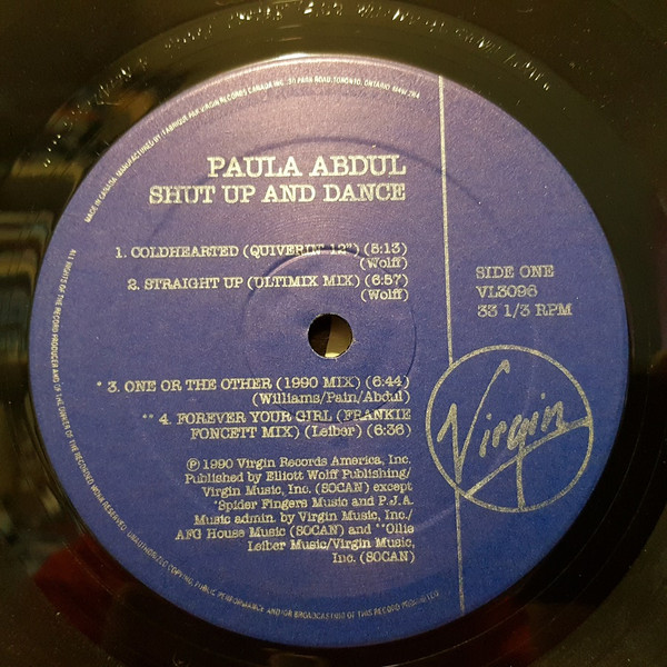 Paula Abdul - Shut Up And Dance (Mixes) | Virgin Records CANADA (VL 3096) - 3