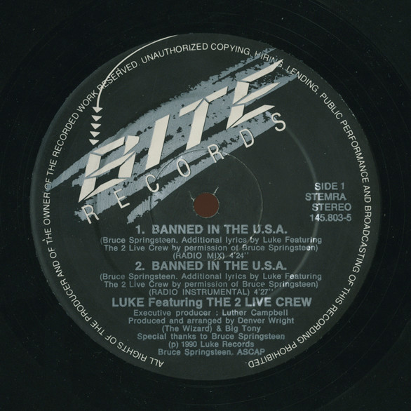 Luke Featuring The 2 Live Crew - Banned In The USA | Bite Records (145.803-5)