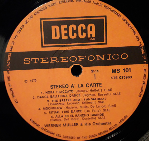 Werner Müller Und Sein Orchester - Stereo À La Carte | Decca (MS 101) - 3