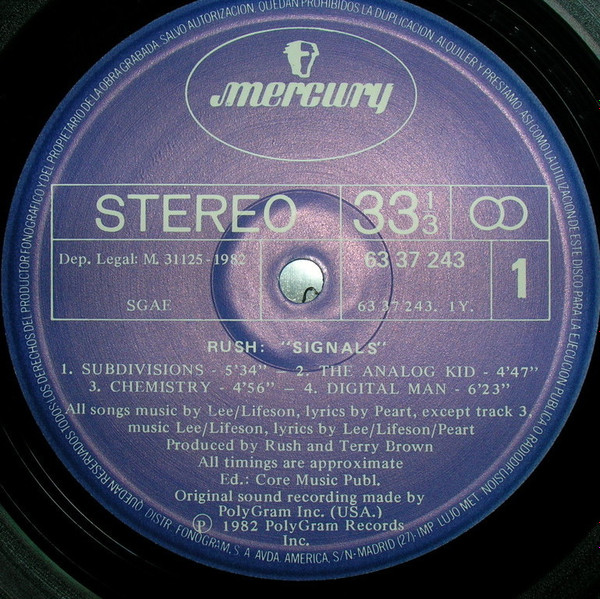 Rush - Signals | Mercury (63 37 243) - 2 Rush - Signals | Mercury (63 37 243) - 2