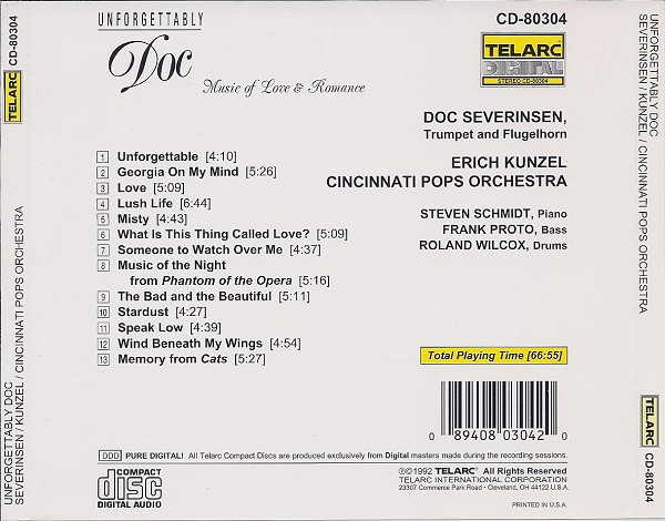 Doc Severinsen , Erich Kunzel , Cincinnati Pops Orchestra - Unforgettably Doc | Telarc Digital (CD-80304) - 2
