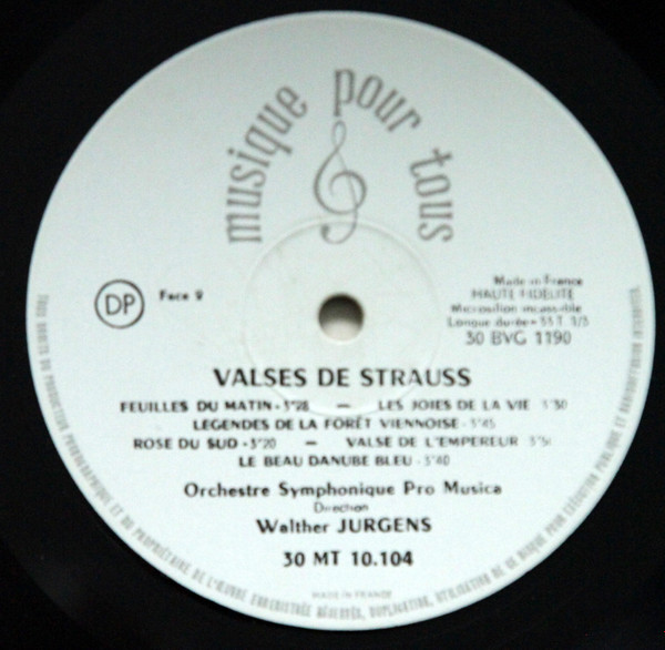 Johann Strauss Jr. , Vienna Pro Musica Orchestra , Walter Jürgens - Valses De Strauss | Vega (30 MT 10.104) - 4