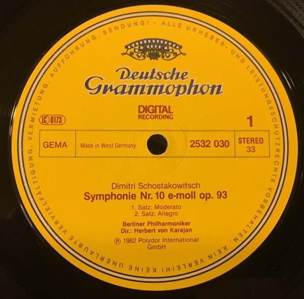 Dmitri Shostakovich – Berliner Philharmoniker , Herbert von Karajan - Symphonie No. 10 | Deutsche Grammophon (2532 030) - 3