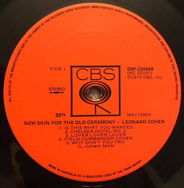 Leonard Cohen - New Skin For The Old Ceremony | CBS (SBP 234549) - 3 Leonard Cohen - New Skin For The Old Ceremony | CBS (SBP 234549) - 3