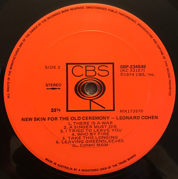 Leonard Cohen - New Skin For The Old Ceremony | CBS (SBP 234549) - 4 Leonard Cohen - New Skin For The Old Ceremony | CBS (SBP 234549) - 4