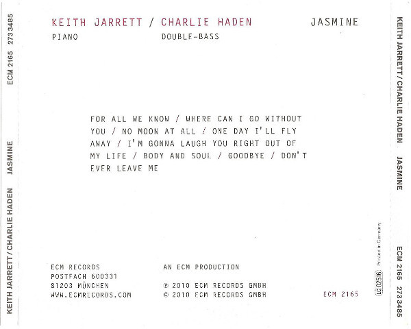 Keith Jarrett / Charlie Haden - Jasmine | ECM Records (ECM 2165) - 2 Keith Jarrett / Charlie Haden - Jasmine | ECM Records (ECM 2165) - 2