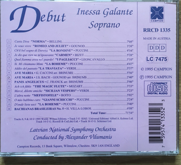 Inese Galante - Debut | Campion Records (RRCD 1335) - 2 Inese Galante - Debut | Campion Records (RRCD 1335) - 2